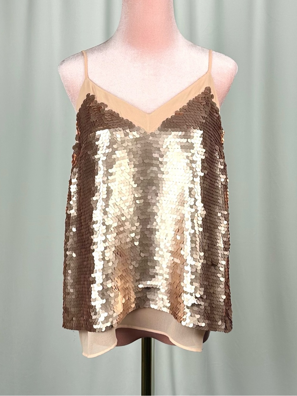 Moulinette Soeurs Gold Sequin Cami Top Anthropologie Size 6